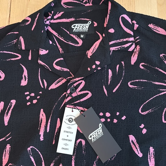 NWT Fresh Prints of Bel Air button down shirt size medium black and pink - Picture 3 of 4